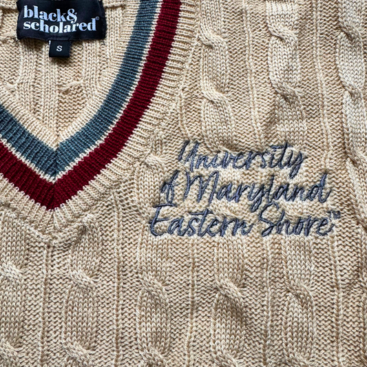 University of Maryland Eastern Shore™ (UMES) V-Neck Cable-Knit Sweater