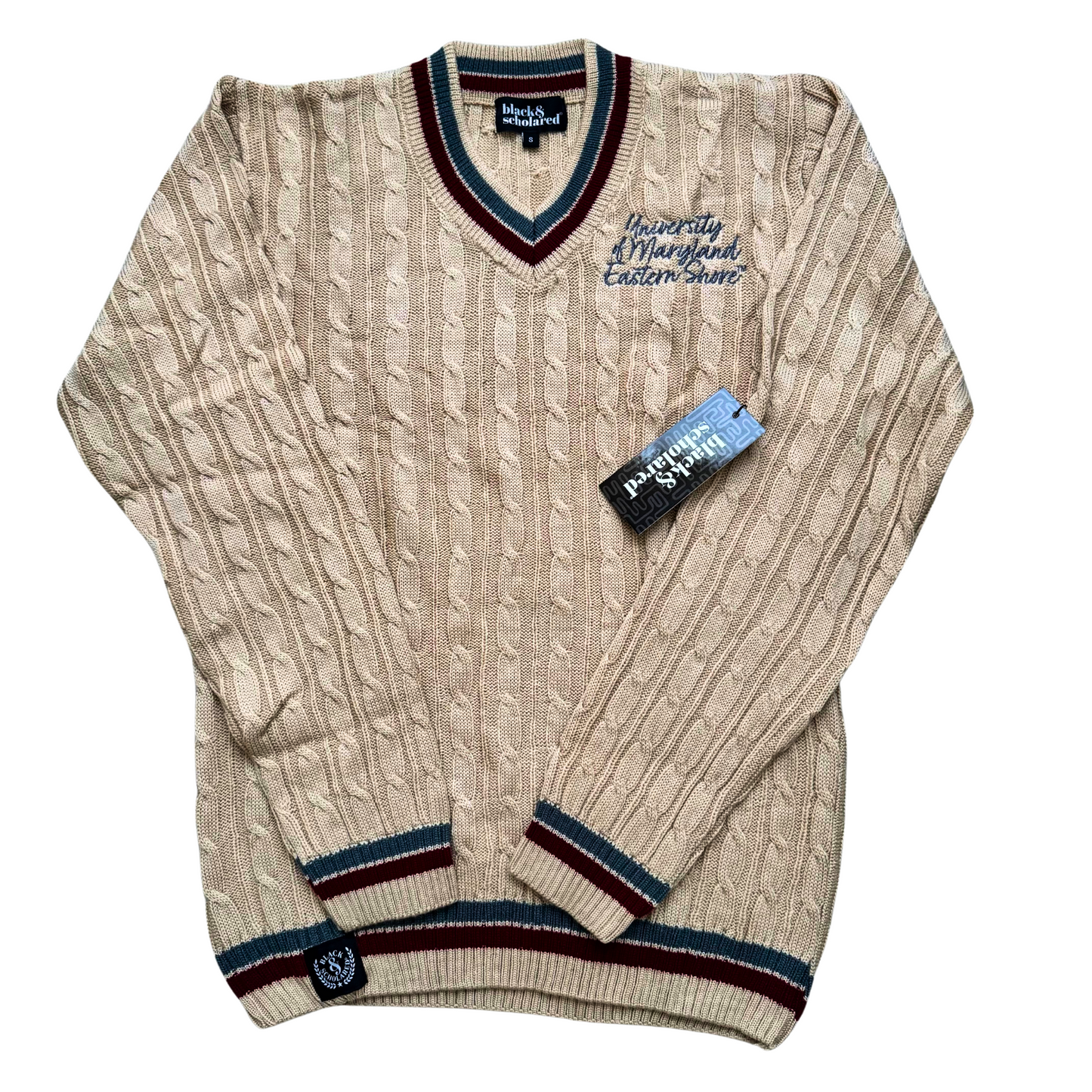 University of Maryland Eastern Shore™ (UMES) V-Neck Cable-Knit Sweater