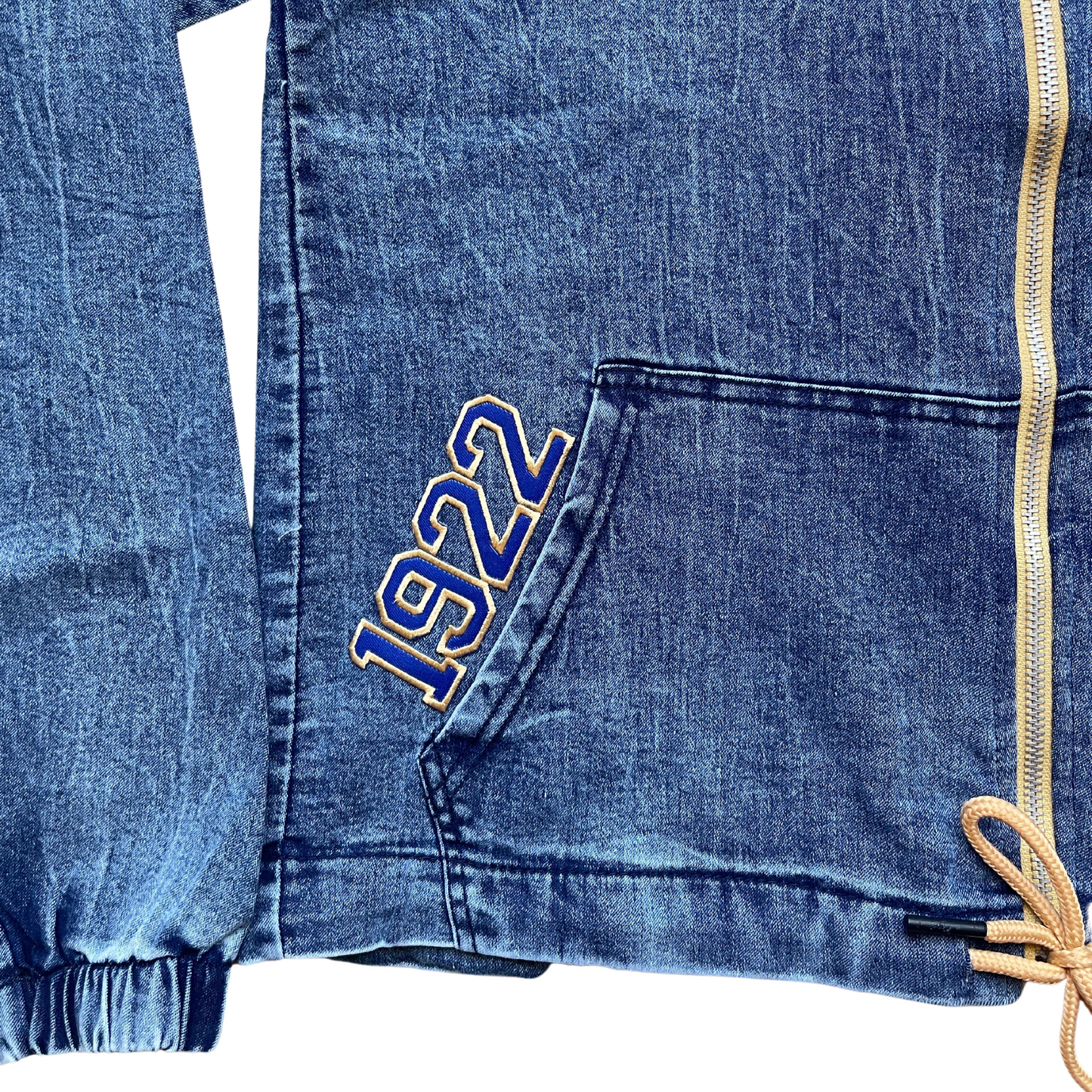 1922 Educated Black Woman Vintage Denim Hoodie (Royal Blue & Gold)