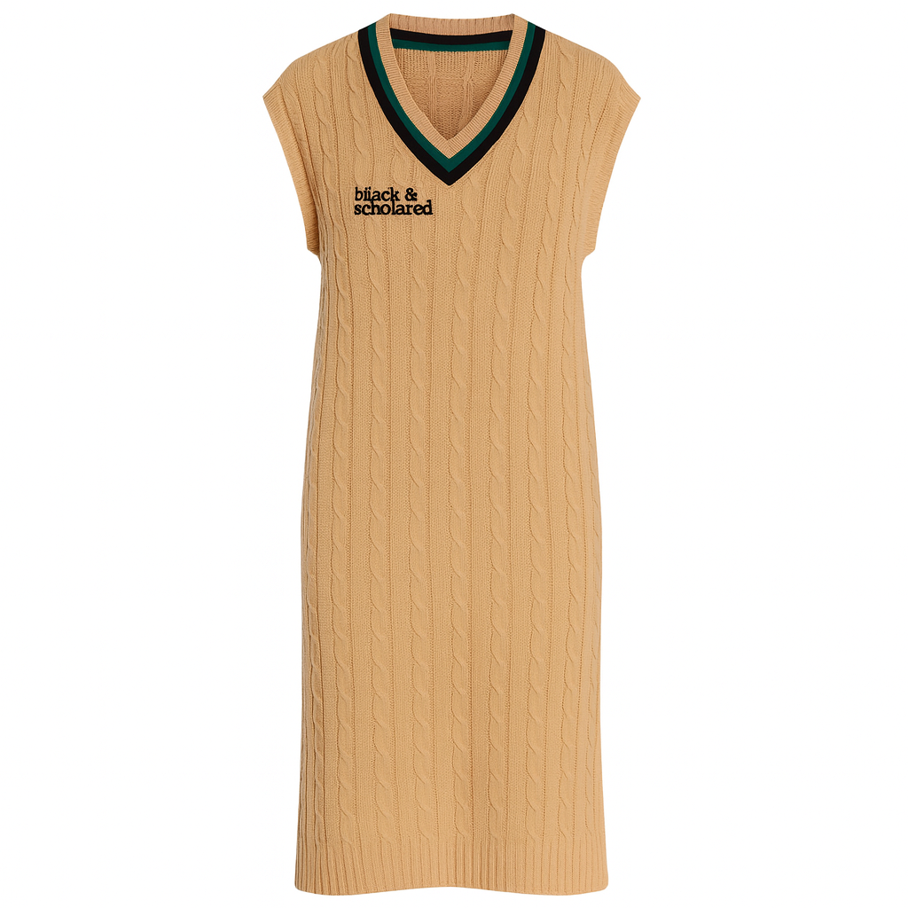 Black & Scholared® V-Neck Cable-Knit Sweater Dress