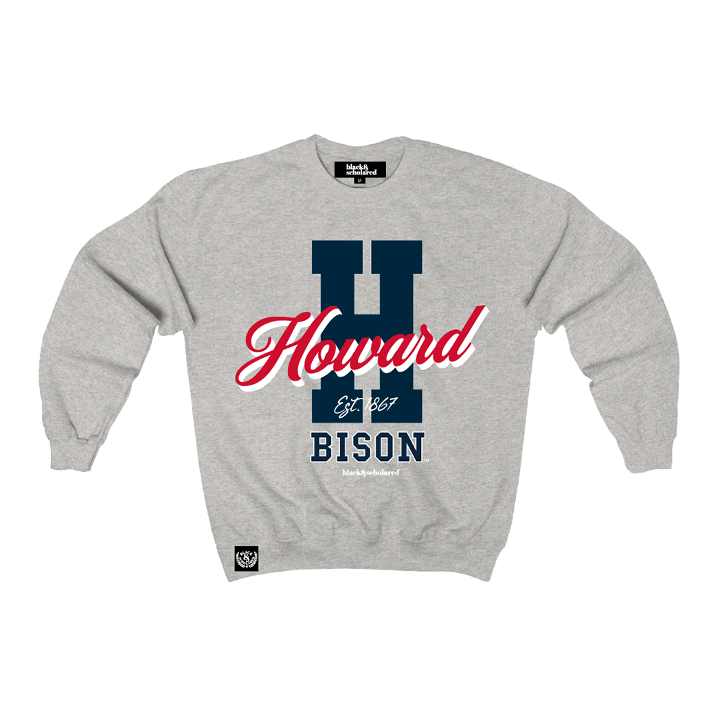 Howard University™ Bison Collegiate Crewneck (Grey) – Black