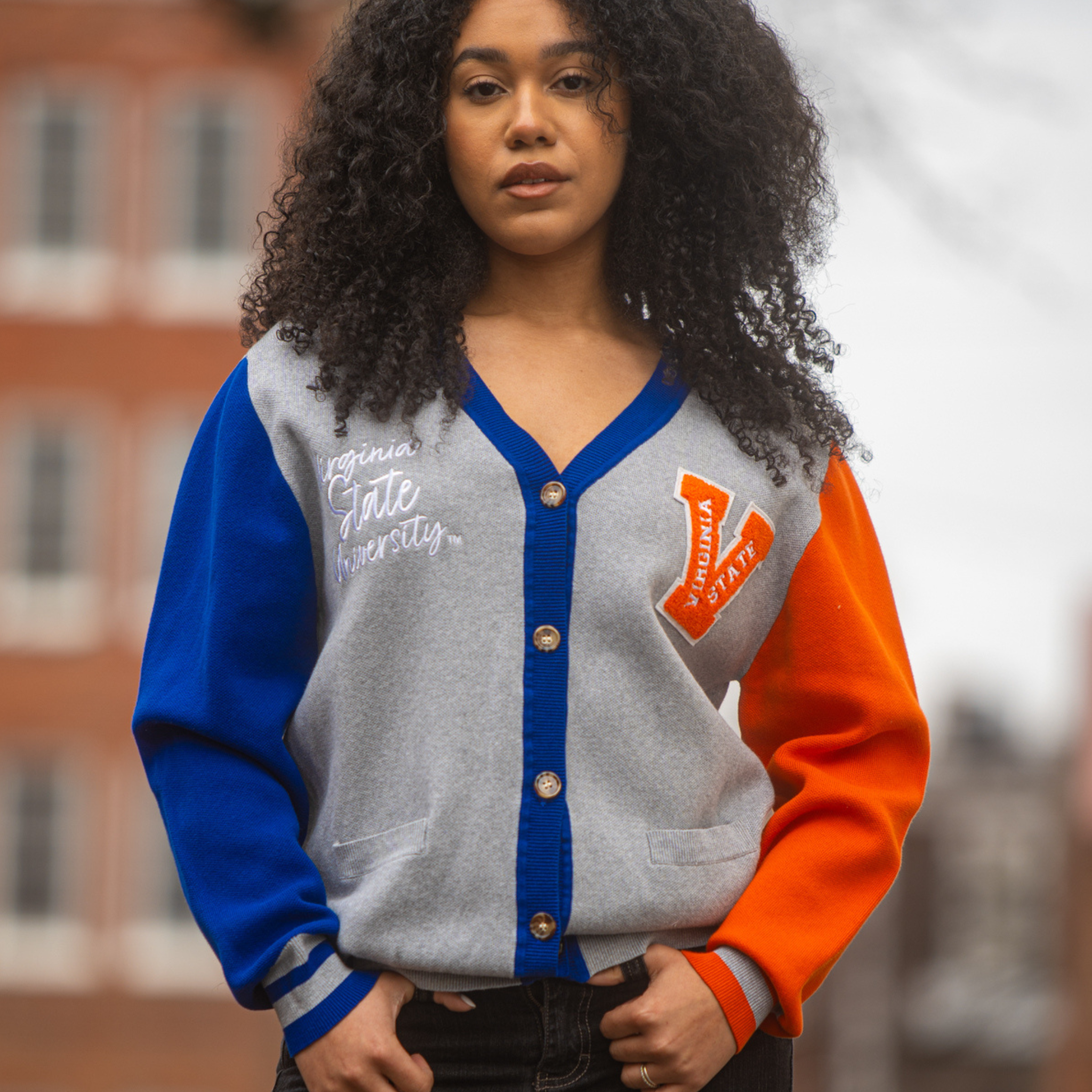 Virginia State University™ Varsity Cardigan Sweater – Black Virginia State University™ Varsity Cardigan Sweater – Black