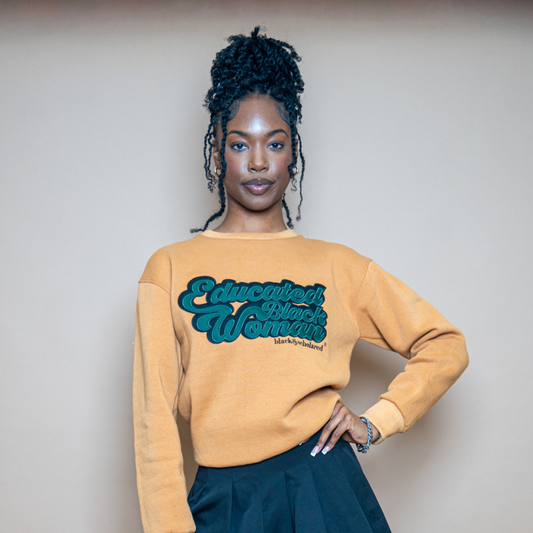 Educated Black Woman Embroidered Sweatshirt (Camel)