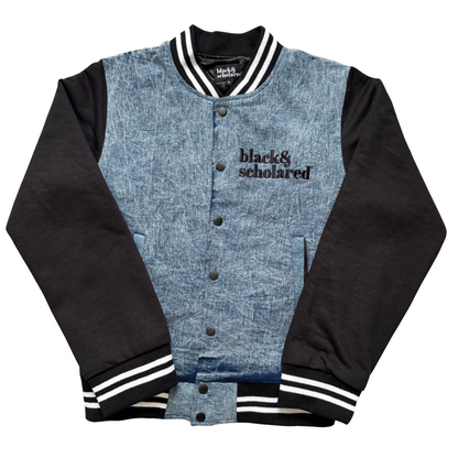 Black & Scholared® Denim Letterman Varsity Jacket Black & Scholared® Denim Letterman Varsity Jacket
