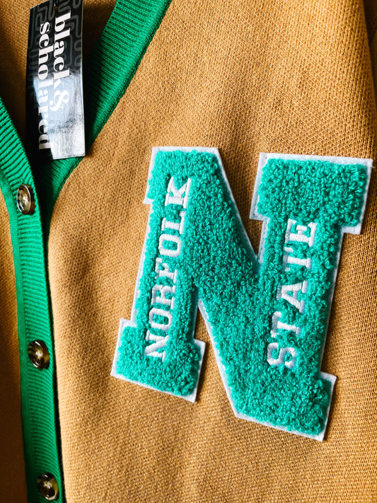 Norfolk State University™ Varsity Cardigan Sweater (PRE-ORDER - Shipping December 2023)