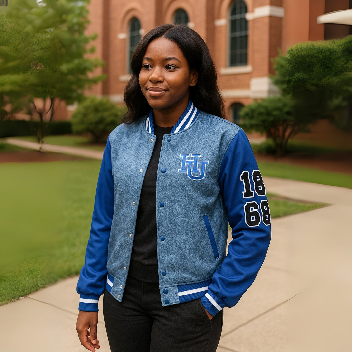 Hampton University™ Denim Letterman Varsity Jacket