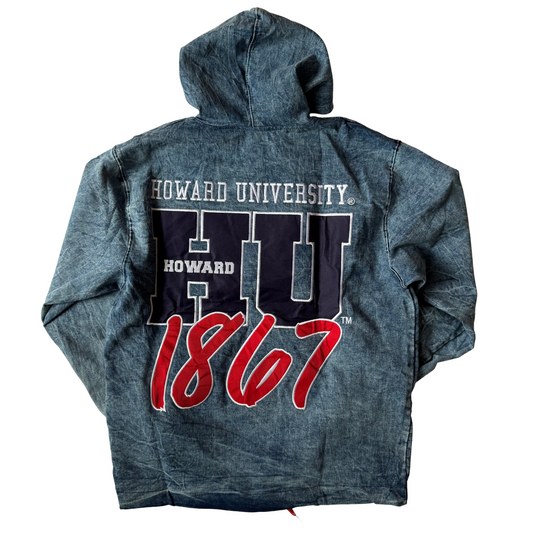 Howard University™ Vintage Denim Zip Up Hoodie Jacket (Pre-Order | Ships September 2025)